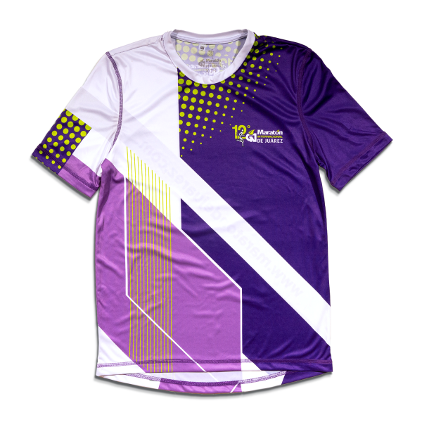Playera de manga corta de la doceava edición del maratón, unisex, Diseño de tonos morados