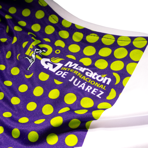 Playera de manga corta de la doceava edición del maratón, unisex, Diseño de tonos morados