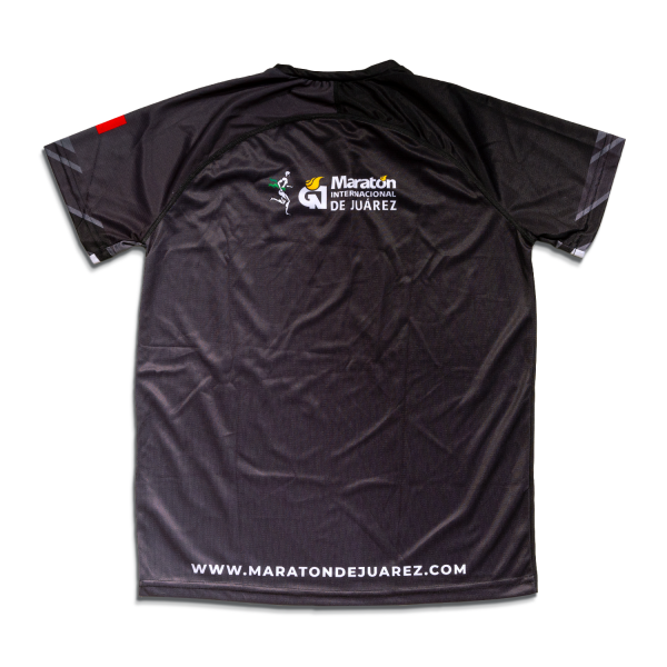 Playera de manga corta para caballero. Negra con diseño moderno en gris