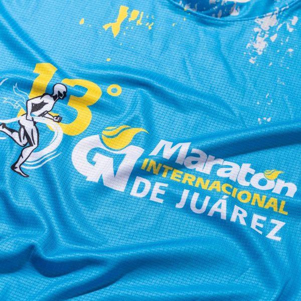 Playera unisex azul con detalles en amarillo 13 edición