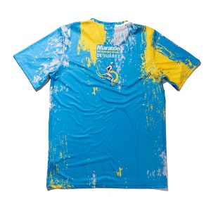 Playera unisex azul con detalles en amarillo 13 edición